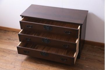 中古　国産　民芸箪笥　天板リメイク　気品漂う上質なつくりのチェスト(衣装箪笥、引き出し)(1)