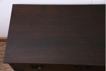 中古　国産　民芸箪笥　天板リメイク　気品漂う上質なつくりのチェスト(衣装箪笥、引き出し)(1)