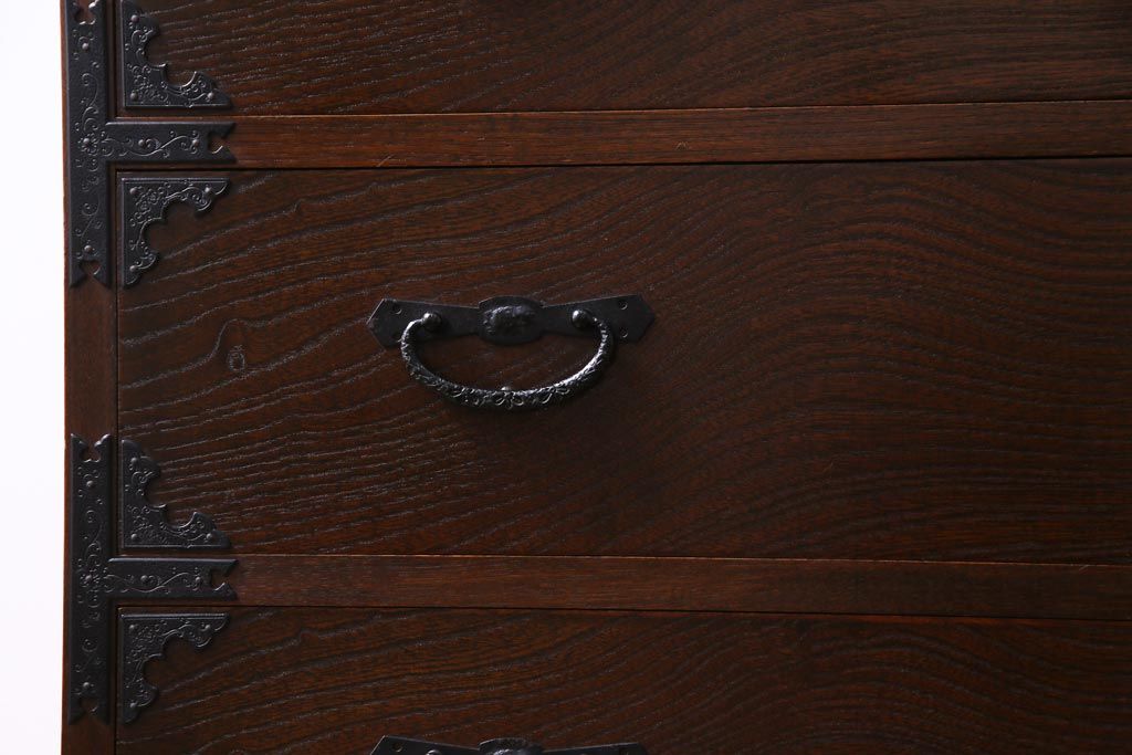 中古　国産　民芸箪笥　天板リメイク　気品漂う上質なつくりのチェスト(衣装箪笥、引き出し)(1)