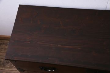 アンティーク家具　古民具　前面栗材　漆塗り　米沢箪笥をリメイクした味のあるテレビボード(リビングボード、チェスト)