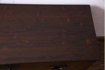 アンティーク家具　古民具　前面栗材　漆塗り　米沢箪笥をリメイクした味のあるテレビボード(リビングボード、チェスト)