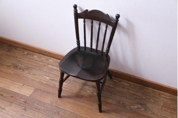 中古　松本民芸家具　16型スピンドルチェア　シックな色味とクラシカルなデザインがお洒落なチェア(ダイニングチェア、椅子)