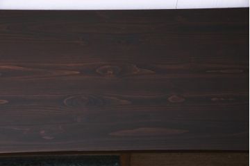 アンティーク家具　和製アンティーク　脚付きリメイク　黒檀　結霜ガラス入り　品の良いモダンなテレビボード(リビングボード)