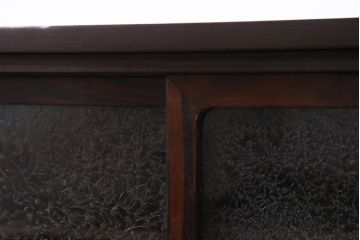アンティーク家具　和製アンティーク　脚付きリメイク　黒檀　結霜ガラス入り　品の良いモダンなテレビボード(リビングボード)