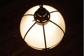 戦前　和モダンな雰囲気が魅力的な銅巻きペンダントライト(天井照明、吊り下げ照明、シェード)(2)