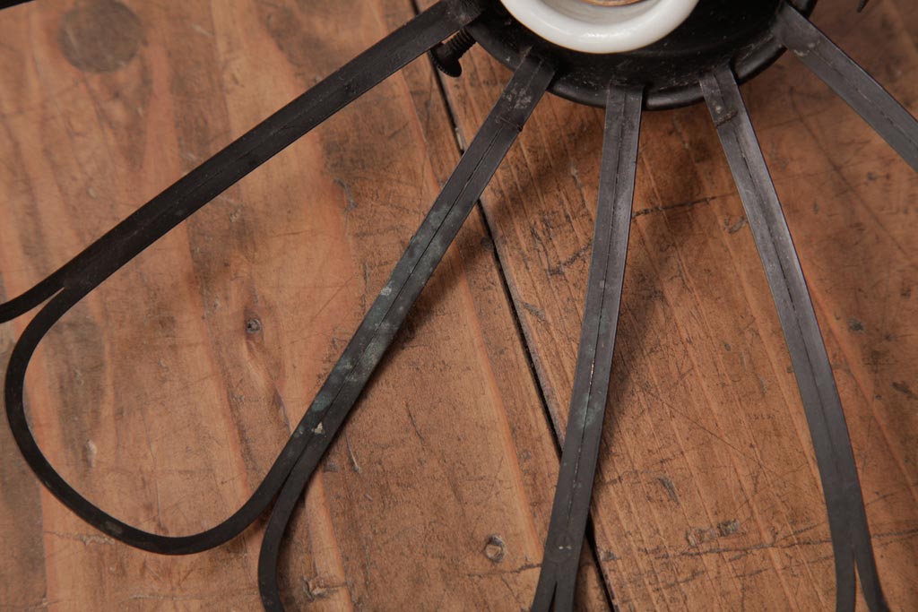 和製アンティーク　戦前　花型の銅金具が付いたペンダントライト(天井照明、シェード、電笠)