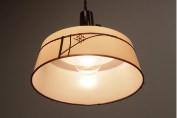 昭和初期　戦前　シンプルな中に趣きのあるセルロイド製ペンダントライト(天井照明、シェード、電笠)