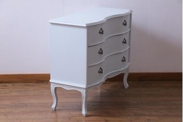 中古　リペイント　イタリア家具　フレンチテイストの魅力あふれるチェスト(引き出し、サイドボード)