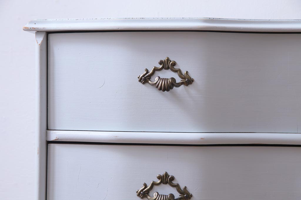 中古　リペイント　イタリア家具　フレンチテイストの魅力あふれるチェスト(引き出し、サイドボード)