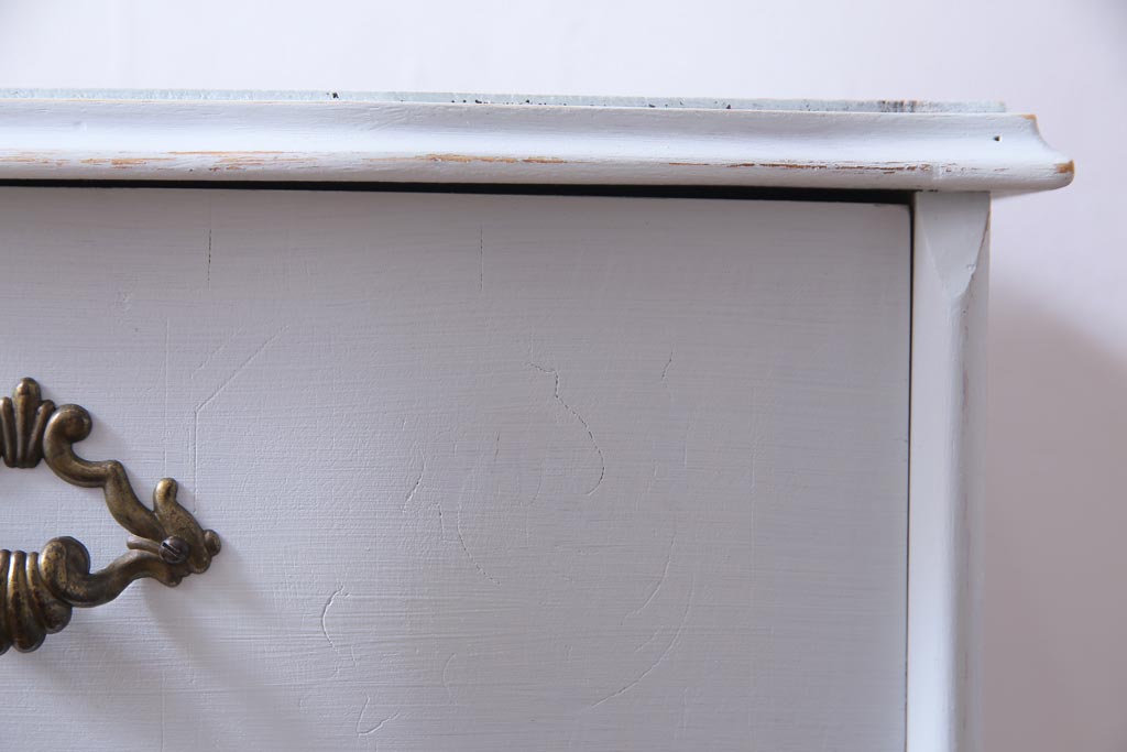 中古　リペイント　イタリア家具　フレンチテイストの魅力あふれるチェスト(引き出し、サイドボード)