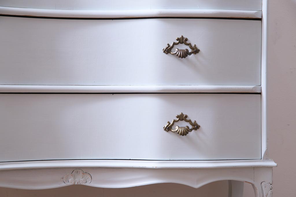 中古　リペイント　イタリア家具　フレンチテイストの魅力あふれるチェスト(引き出し、サイドボード)