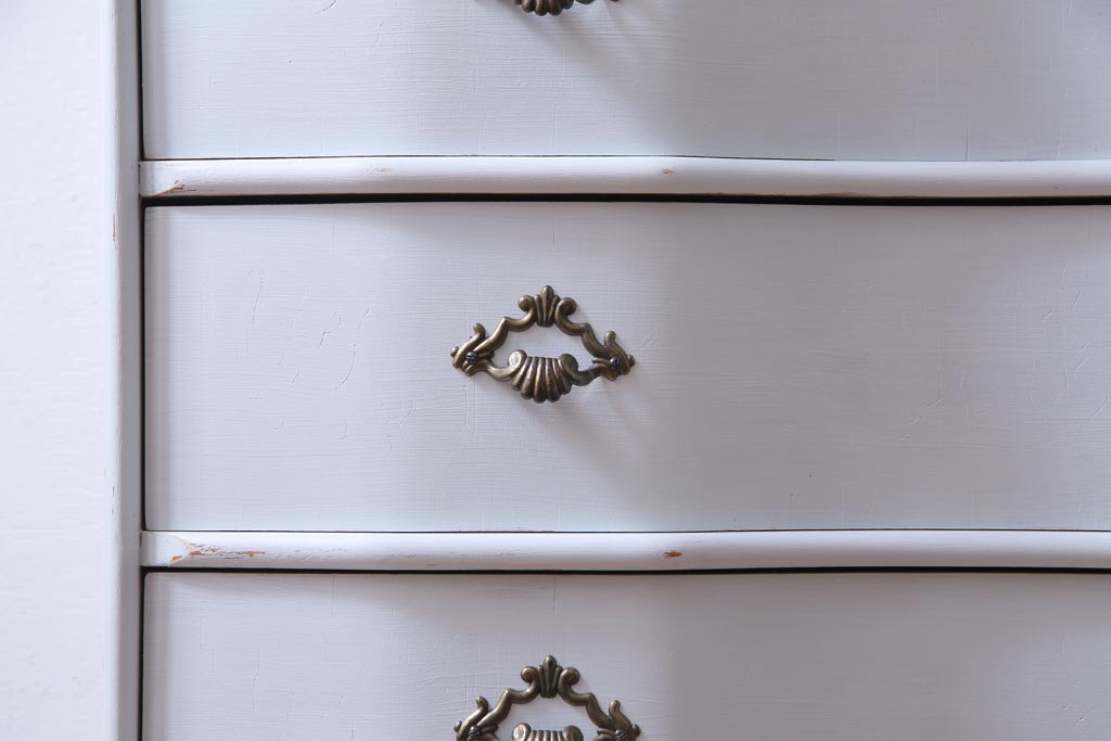 中古　リペイント　イタリア家具　フレンチテイストの魅力あふれるチェスト(引き出し、サイドボード)