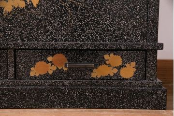 アンティーク家具　最高級品!　漆塗り　煌びやかな意匠が目を引く総散螺鈿蒔絵飾り棚(茶棚、戸棚)(R-034689)