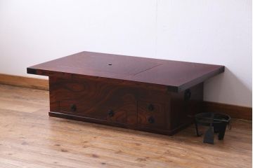アンティーク雑貨　中古　伝統民芸家具　岩谷堂箪笥　56　美しい欅の杢目が迫力のある長火鉢(定価約45万円)