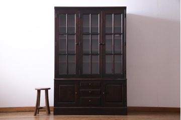 中古　北海道民芸家具　OM118　美しい木肌とシックな佇まいが魅力的なブックケース(食器棚、飾り棚、収納棚)(定価約60万円)