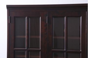 中古　北海道民芸家具　OM118　美しい木肌とシックな佇まいが魅力的なブックケース(食器棚、飾り棚、収納棚)(定価約60万円)