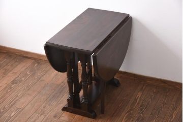 中古　松本民芸家具　脚のデザインがシックな27型バタフライ卓(ドロップリーフテーブル、ダイニングテーブル)(定価約19万円)
