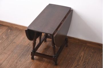 中古　松本民芸家具　松本民芸家具　#83型　上品な印象のバタフライ卓(バタフライテーブル、ドロップリーフテーブル)(定価約13万5千円)(1)