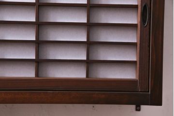 ラフジュ工房オリジナル　古建具リメイク　障子戸が和の雰囲気盛り上げる小振りな壁掛け戸棚(ウォールシェルフ、吊り戸棚)(1)