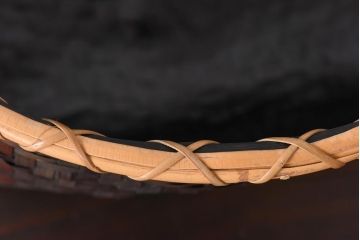 アンティーク雑貨　共箱付き　篭師水谷六々斎作　菜籠　利休好　油竹炭斗(茶道具)