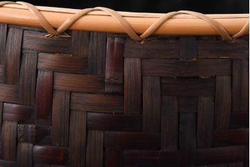 アンティーク雑貨　共箱付き　篭師水谷六々斎作　菜籠　利休好　油竹炭斗(茶道具)
