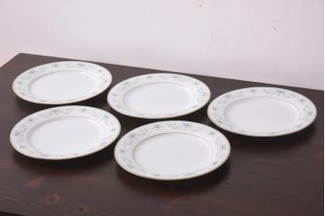 中古　ノリタケ(Noritake)　NOBLE(ノーブル) 2600　金彩　清楚な雰囲気漂う小花柄の小皿5枚セット(プレート、洋食器)