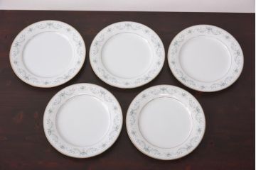 中古　ノリタケ(Noritake)　NOBLE(ノーブル) 2600　金彩　清楚な雰囲気漂う小花柄の小皿5枚セット(プレート、洋食器)