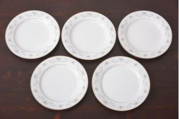 中古　ノリタケ(Noritake)　NOBLE(ノーブル) 2600　金彩　清楚な雰囲気漂う小花柄の小皿5枚セット(プレート、洋食器)(1)