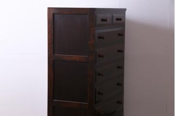 中古　松本民芸家具　すっきりとしたシルエットに美しい木目が映える整理タンス(箪笥、チェスト)