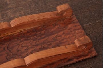 アンティーク雑貨　昭和中期　総ケヤキ材　玉杢　個性的なつくりの花台(飾り台)(2)