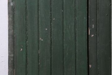 ジャンク品　フランスアンティーク　両開き　くすんだグリーンのペイントガーデンドア一対(親子ドア、木製ドア、ゲート、扉)