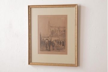 アンティーク雑貨　イギリスビンテージ　ARTISAN　イギリスの街並みを描いた壁掛けアートフレーム