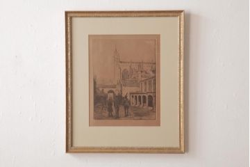 アンティーク雑貨　イギリスビンテージ　ARTISAN　イギリスの街並みを描いた壁掛けアートフレーム