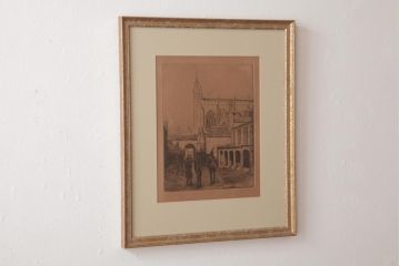 アンティーク雑貨　イギリスビンテージ　ARTISAN　イギリスの街並みを描いた壁掛けアートフレーム