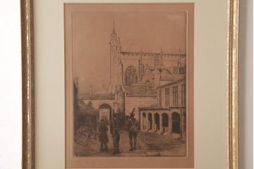 アンティーク雑貨　イギリスビンテージ　ARTISAN　イギリスの街並みを描いた壁掛けアートフレーム