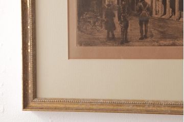アンティーク雑貨　イギリスビンテージ　ARTISAN　イギリスの街並みを描いた壁掛けアートフレーム