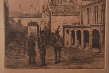 アンティーク雑貨　イギリスビンテージ　ARTISAN　イギリスの街並みを描いた壁掛けアートフレーム