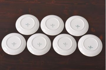 昭和初期　東洋陶器(東陶、トートー)　涼しげな鮎の図柄が風情あふれる小皿7枚セット(和食器)