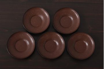 アンティーク雑貨　和製アンティーク　石目塗り　味のある風合いに仕上げられた輪島塗の茶托5客セット(漆器)