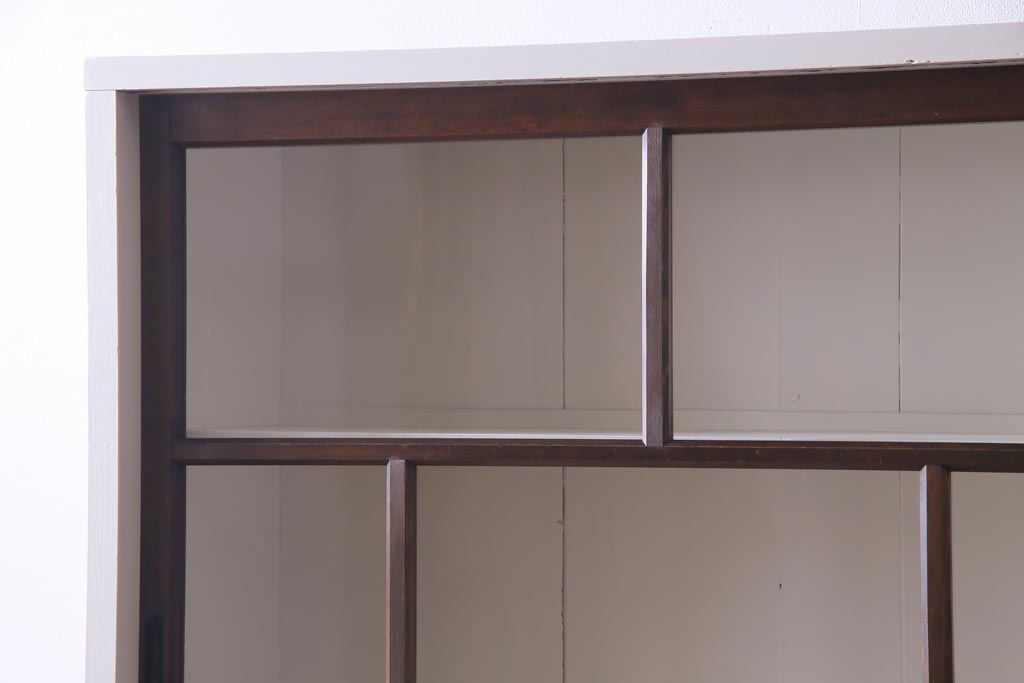 ペイント家具　シンプルで使い勝手の良い大正昭和期の2段重ね収納棚(飾り棚、本箱)