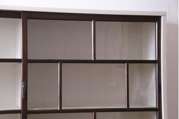 ペイント家具　シンプルで使い勝手の良い大正昭和期の2段重ね収納棚(飾り棚、本箱)