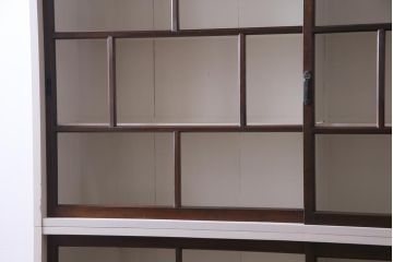 ペイント家具　シンプルで使い勝手の良い大正昭和期の2段重ね収納棚(飾り棚、本箱)