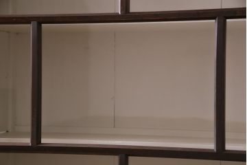 ペイント家具　シンプルで使い勝手の良い大正昭和期の2段重ね収納棚(飾り棚、本箱)