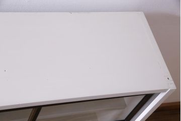 ペイント家具　シンプルで使い勝手の良い大正昭和期の2段重ね収納棚(飾り棚、本箱)