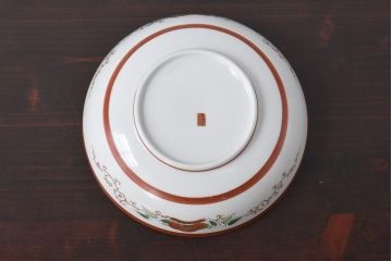 和製アンティーク　九谷焼　色絵　孔雀と牡丹の図　緻密な模様が目を引く鉢(和食器)(1)