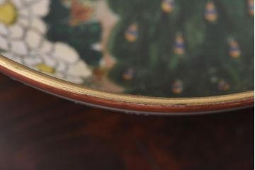 和製アンティーク　九谷焼　色絵　孔雀と牡丹の図　緻密な模様が目を引く鉢(和食器)(2)