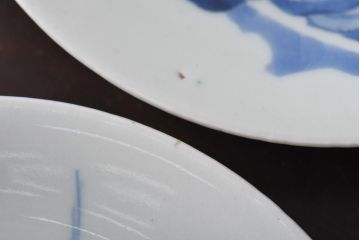 古民具・骨董　江戸期　大明年製　山水文　5寸皿2枚セット(中皿、和食器)