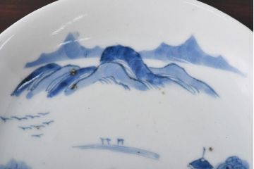 古民具・骨董　江戸期　大明年製　山水文　5寸皿2枚セット(中皿、和食器)