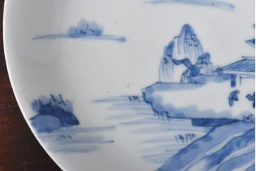 古民具・骨董　江戸期　大明年製　山水文　5寸皿2枚セット(中皿、和食器)