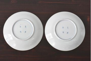 古民具・骨董　江戸期　大明年製　山水文　5寸皿2枚セット(中皿、和食器)